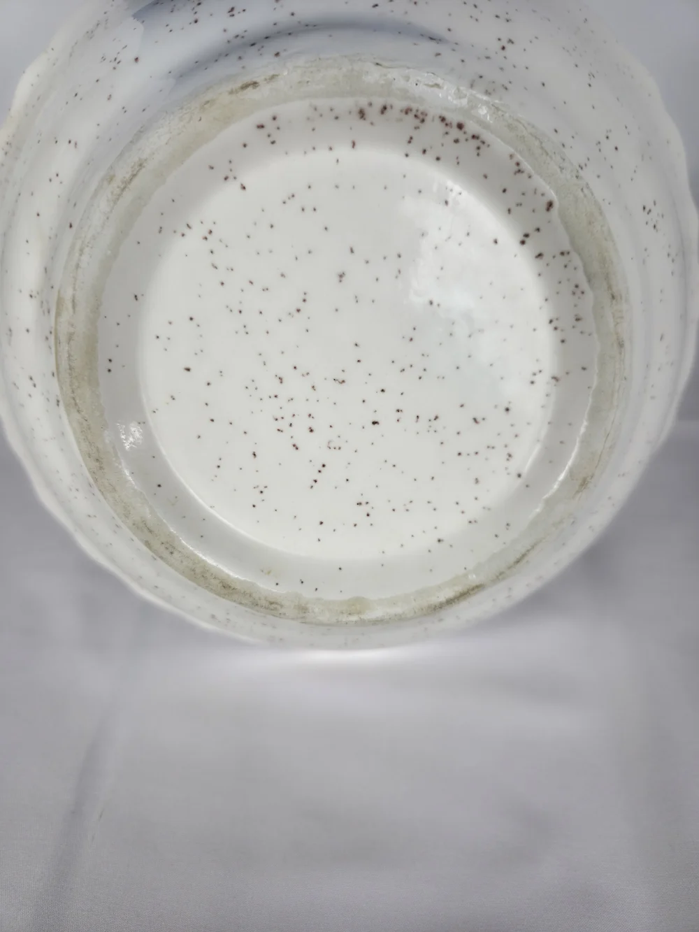 Vintage..Speckled White Ceramic Serving Bowl